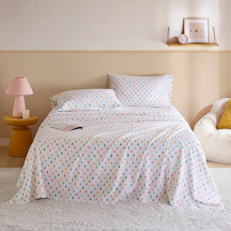 Intelligent Design Cozy Soft Cotton Flannel Printed Sheet Set - Tree Block - Full