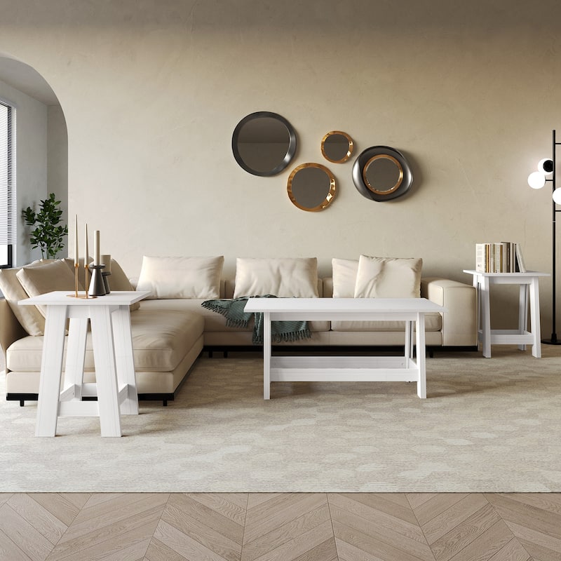 CraftPorch Rustic 2-Pieces End Tables with Coffee Table