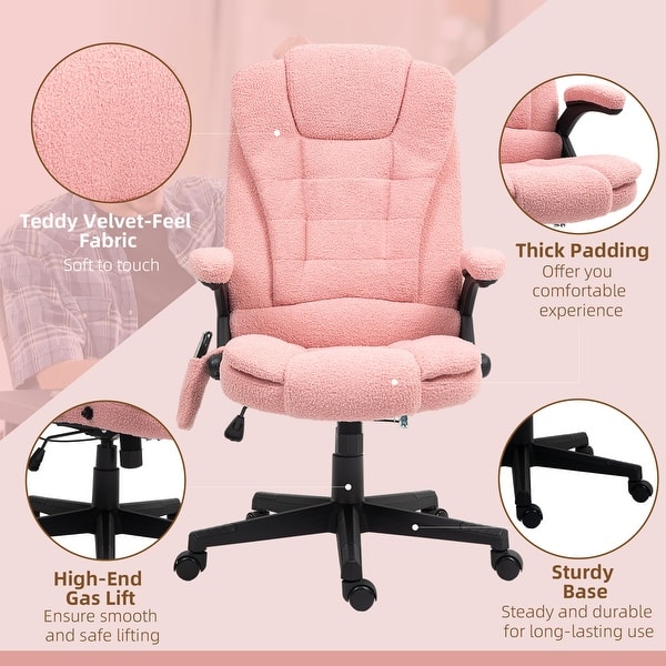 HOMCOM 6 Point Teddy Velvet Vibrating Heat Massage Executive Office Chair -  On Sale - Bed Bath & Beyond