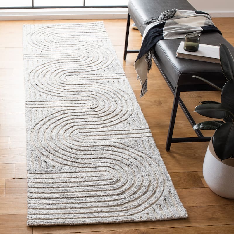 SAFAVIEH Handmade Southampton Catena Abstract Wool Rug - 2'3" x 8' Runner - Grey - Runner