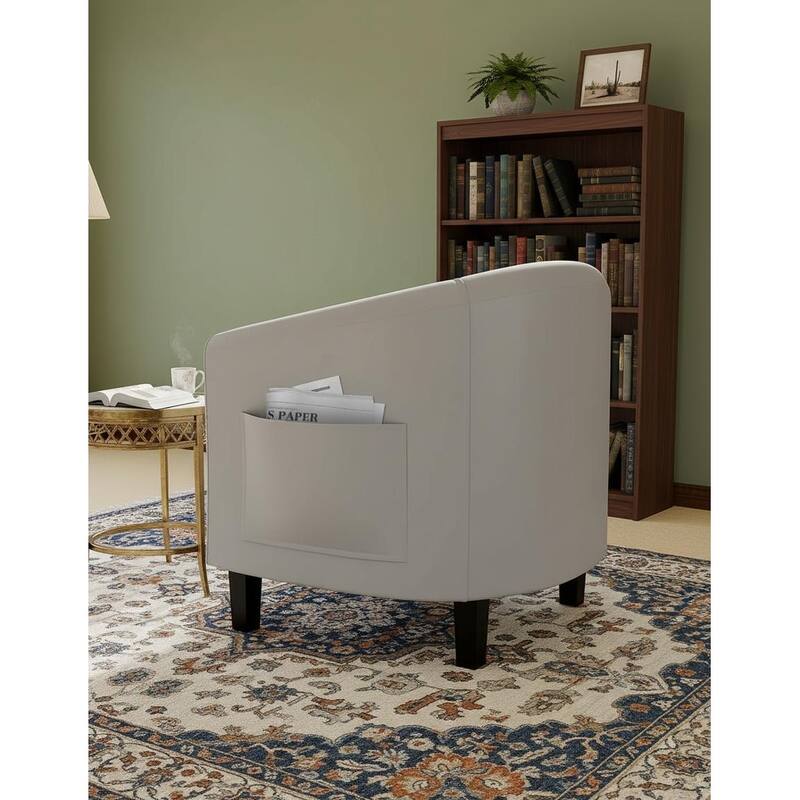 PU Leather Barrel Accent Chair, with Soft Cushion