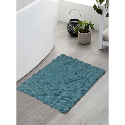 Bell Flower Bathroom Rug, Cotton Soft, Water Absorbent Bath Rug, Non Slip Shower Rug Machine Washable 17"x24" Rectangle
