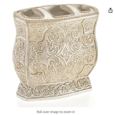 Creative Scents Victoria Beige Toothbrush and Toothpaste Holder