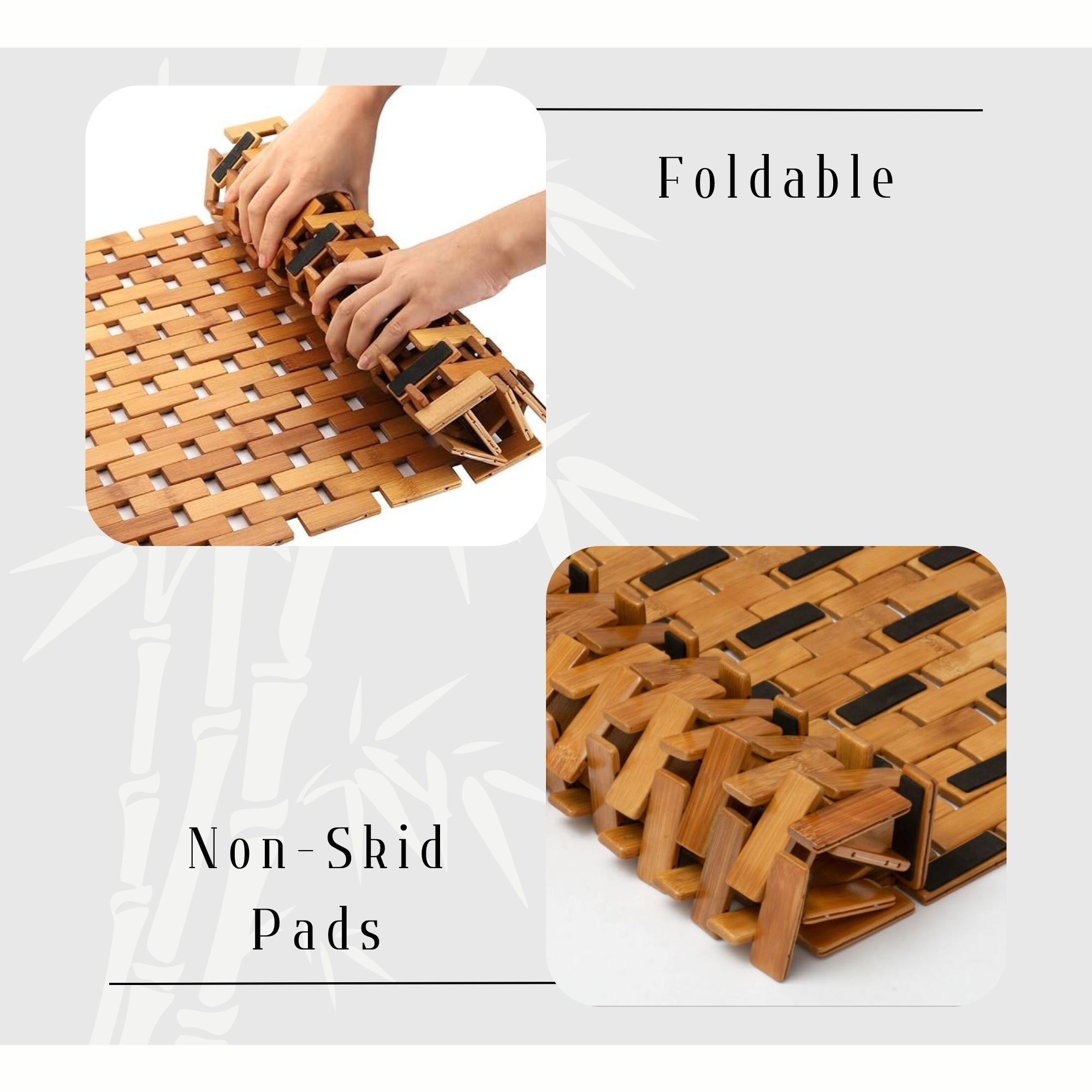 Eco-Friendly Non-Slip Foldable Bamboo Bath Mat for Bathroom-image