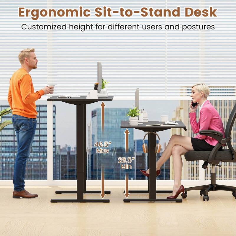 Costway 48” x 24” Electric Standing Desk with LED Display 2 Memory