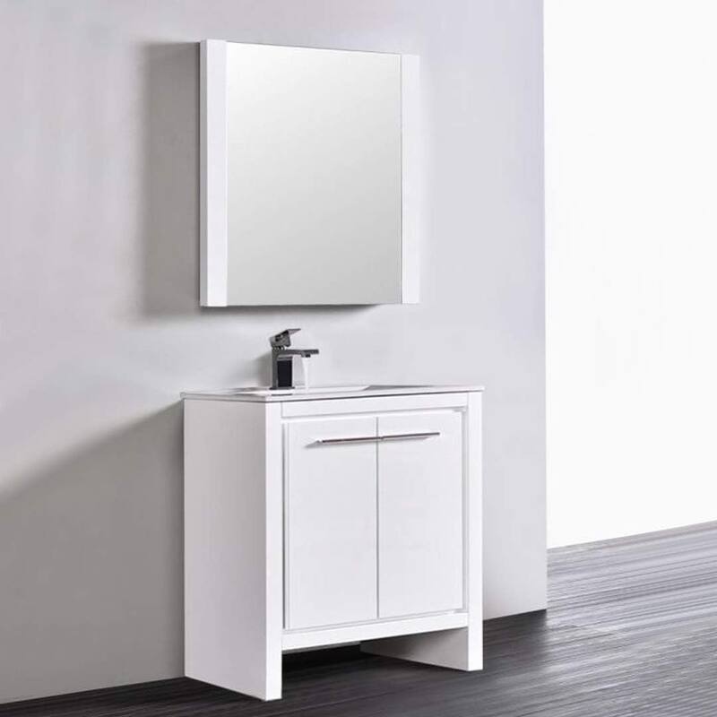 Blossom 30-Inch Bathroom Vanity with Ceramic Sink and Mirror Set