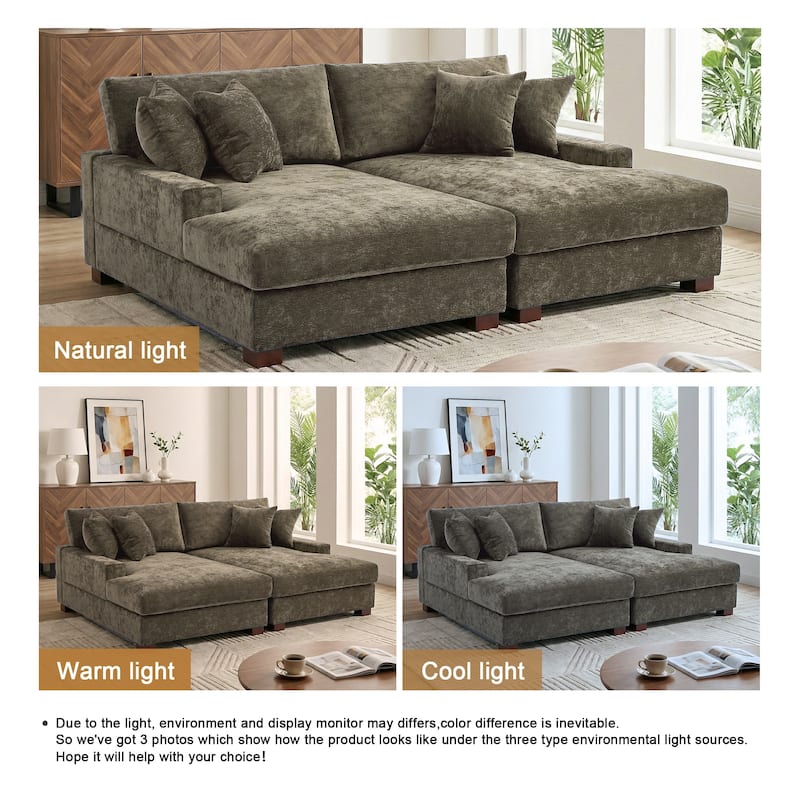 Modern Upholstered Chenille Modular Sectional Sofa with 2 Chaise