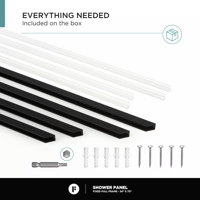 Fine Fixtures Single Fixed Clear Tempered Glass Shower Panel