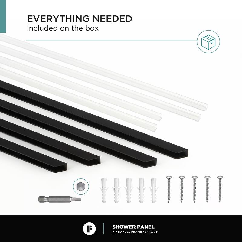 Fine Fixtures Single Fixed Clear Tempered Glass Shower Panel