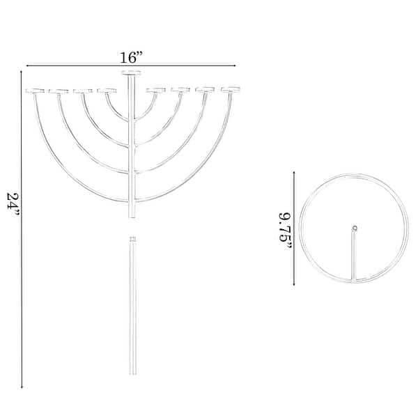 Silver 9 Branch Thin Pipe Hanukkah Menorah, MetalAluminum Bed Bath