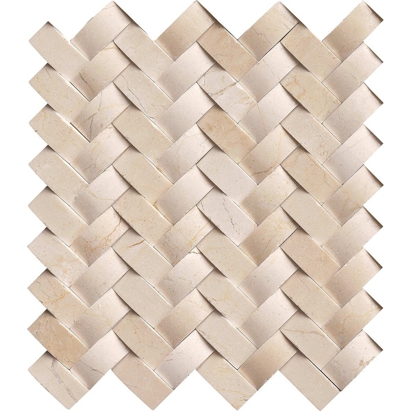 MSI ARCH-CREM-HBP 12" x 12" Herringbone Mosaic Wall Tile - Smooth Marble Visual - Sold by Carton (10 SF/Carton) - Polished