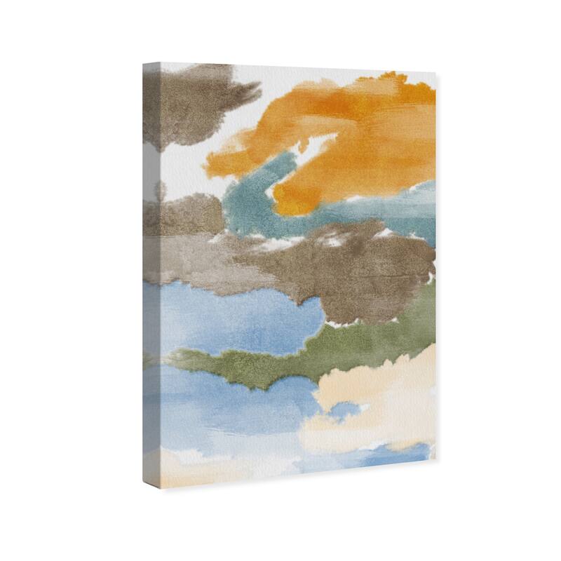 Wynwood Studio Canvas Abstract Sunset Vissage Yellow and Light Blue Wall Art Canvas Print