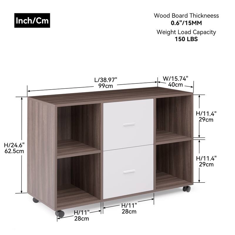 2 Drawer Wooden horizontal filing with 4 shelves Bed Bath