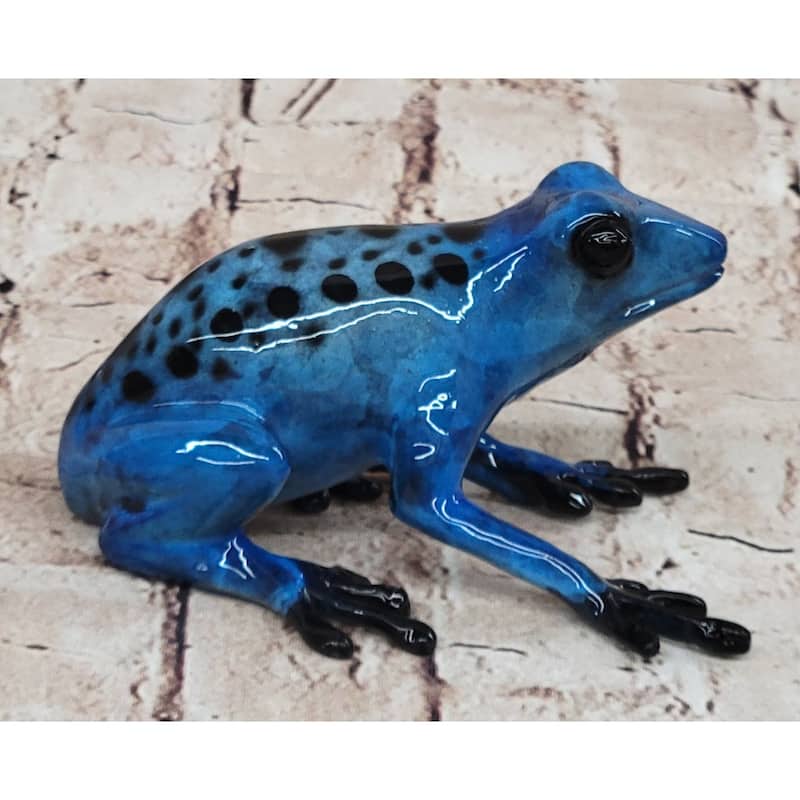Blue Poison Dart Tree Frog Bronze Metal Figurine Sculpture Signed Original Art