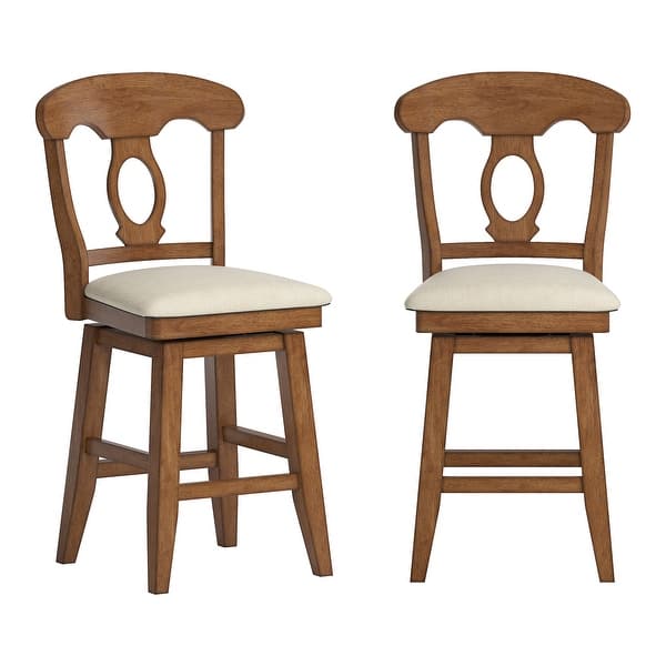 slide 2 of 10, Ronda Napoleon Back Wood Swivel Chair Oak - Counter Height