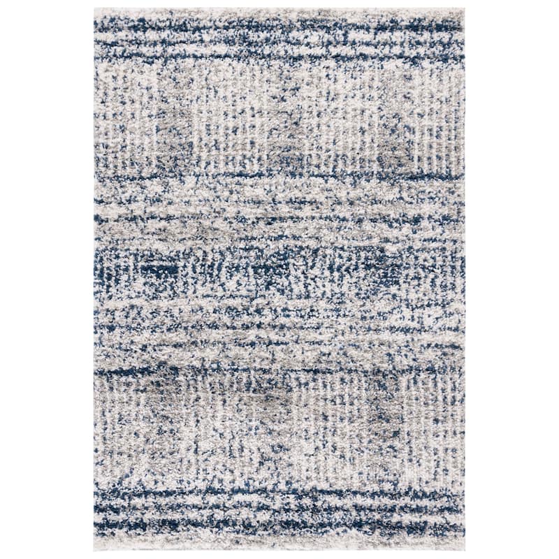 SAFAVIEH Jericho Shag Michaele 1.2-inch Thick Rug - 6' x 9' - Navy/Ivory