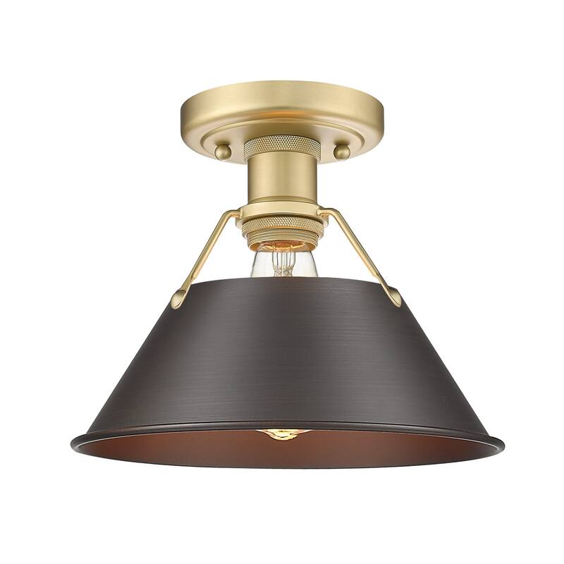 Yep by Golden Lighting Orwell 1-light Flush Mount in Brushed Champagne Brass and Rubbed Bronze shade - Gold