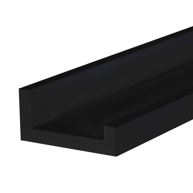 Wallniture Boston 46 Inch Floating Shelves, Black Picture Ledge (Set of 2)
