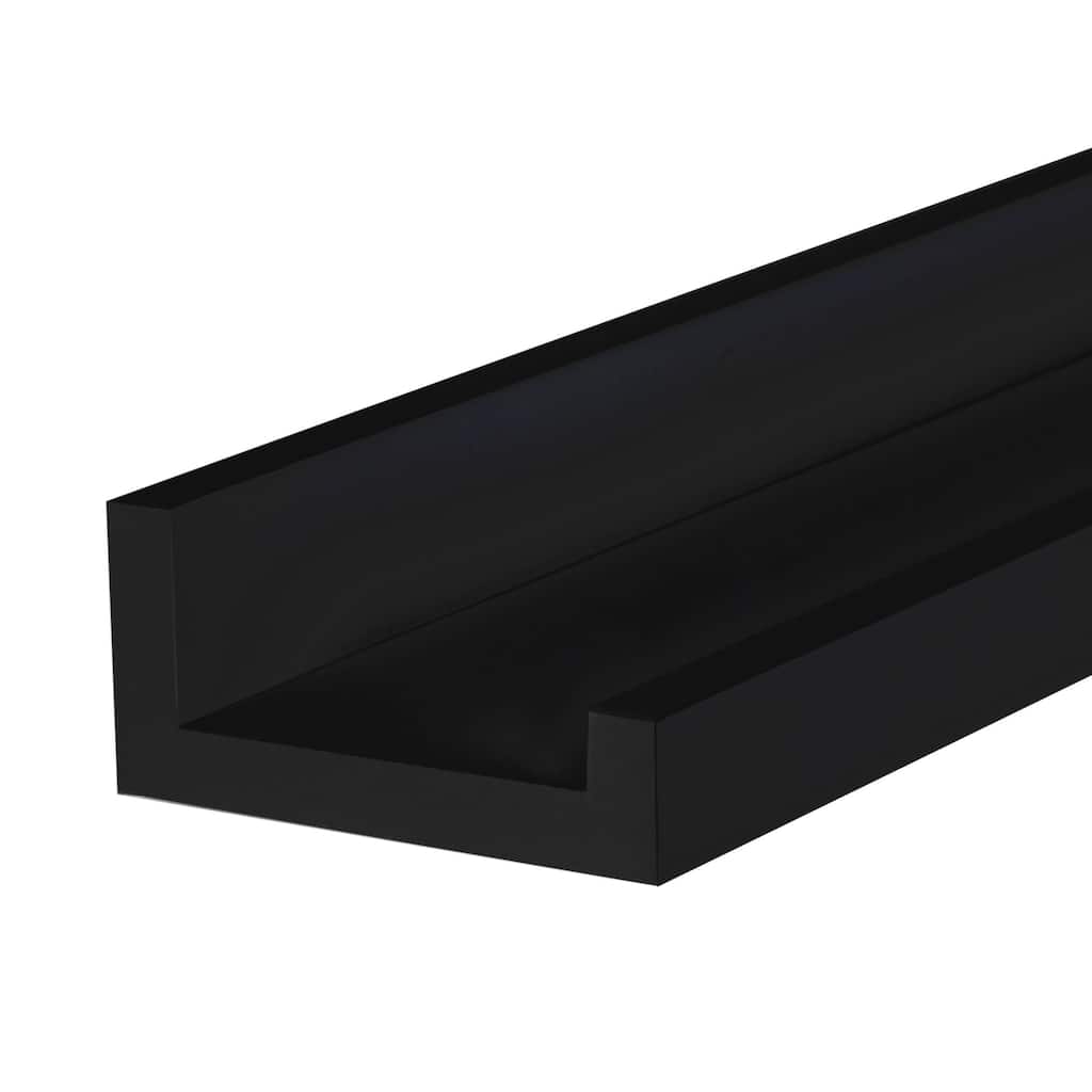 Wallniture Boston 46 Inch Floating Shelves, Black Picture Ledge (Set of 2)