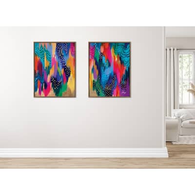Kate and Laurel Sylvie EV Brushstroke Framed Canvas by Jessi Raulet