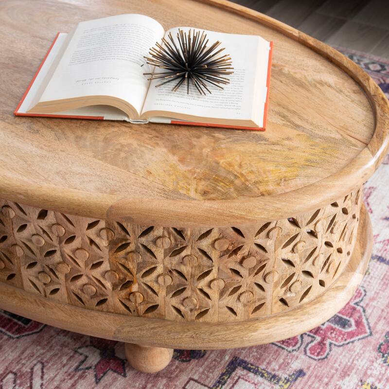Linon Jennifer Boho Oval Coffee Table