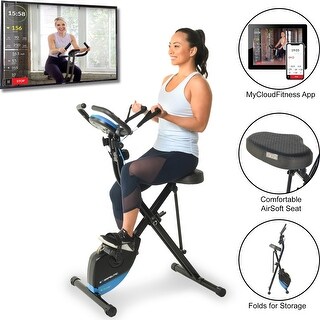 EXERPEUTIC Bluetooth Folding Upright Bike with Adjustable