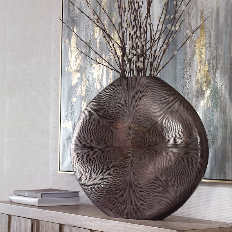 Ribbed Flat Aluminum Vase - 23"