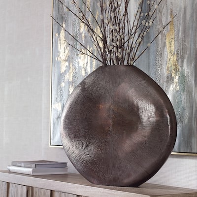 Ribbed Flat Aluminum Vase - 23"