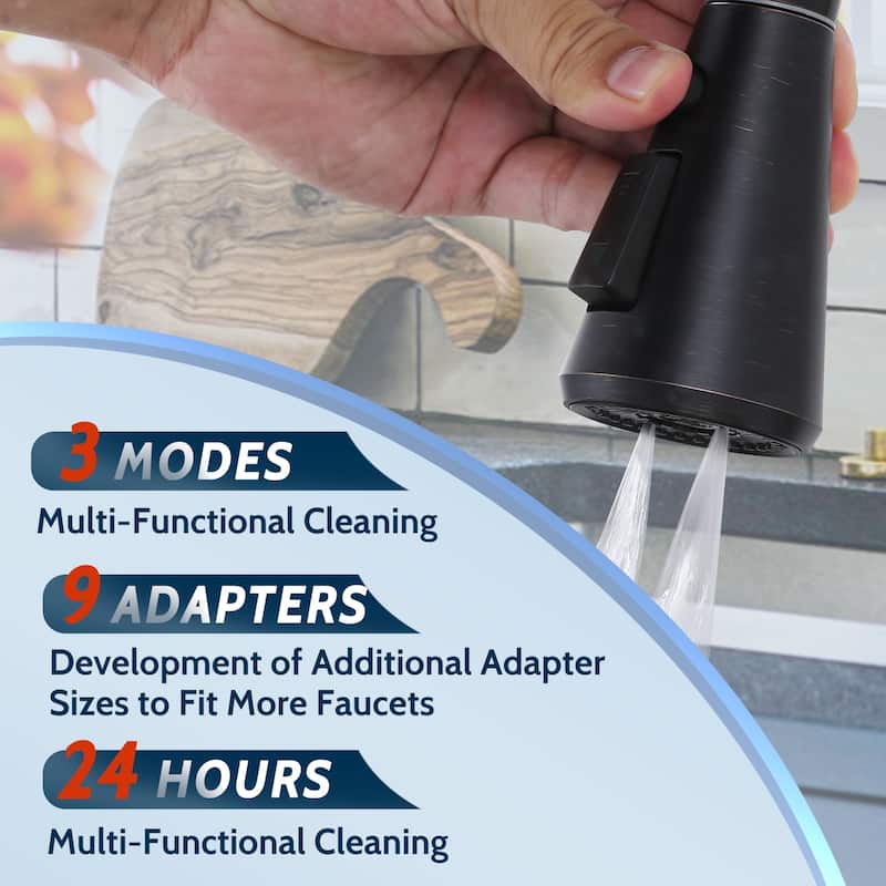 WOWOW Stainless Steel Kitchen Sprayer Head - 3 Modes with 9 Adapters