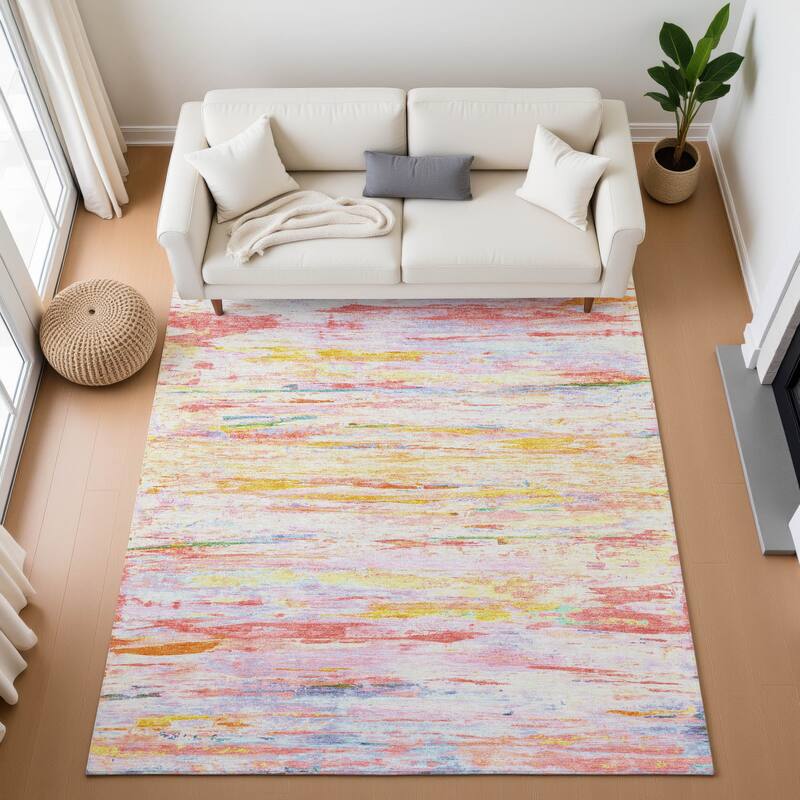 Premium Washable Super Soft Stripe Ombre Mayfield Rug - Coral - 2'6" x 3'10"
