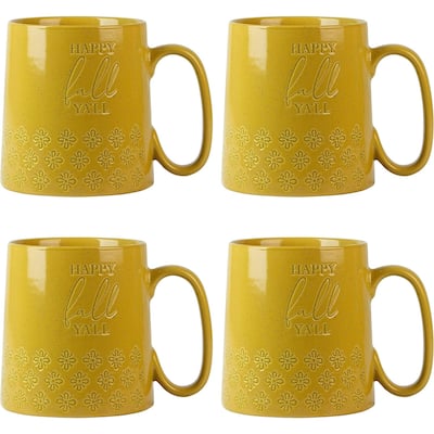 Happy Fall Y'all Dutch Wax Mug, Set of 4