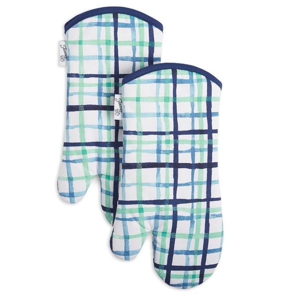 Fiesta Watercolor Plaid Oven Mitt Set, 2 Piece - 7"x13". Opens flyout.