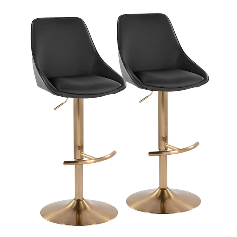 Silver Orchid Alba Adjustable Bar Stool with Rounded T Footrest (Set of 2)