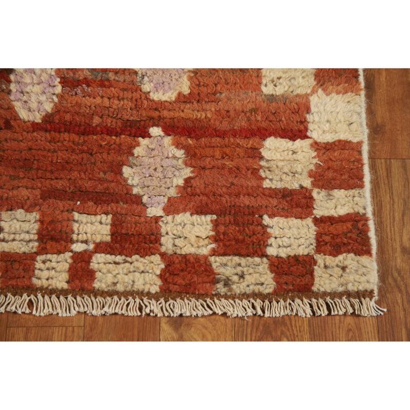 Orange Moroccan Oriental Runner Rug Handmade Hallway Wool Carpet - 3'5" x 15'10" - 3'5" x 15'10" - Orange