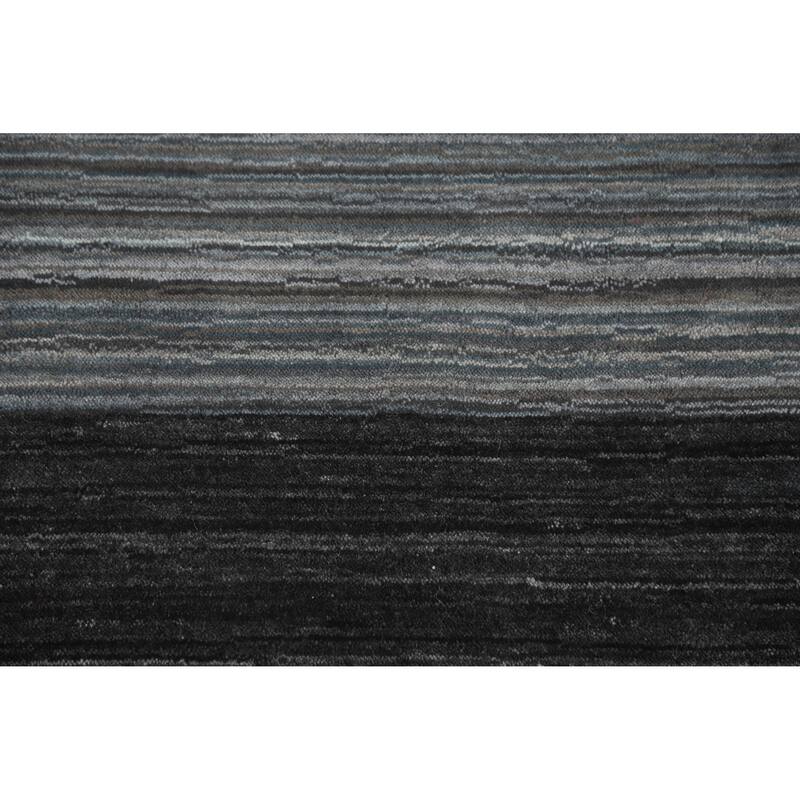 Striped Tribal Gabbeh Indian Runner Rug Hand-Knotted Wool Carpet - 3'0" x 10'2"