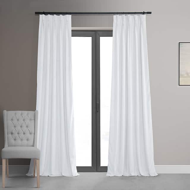 Exclusive Fabrics Signature Pleated Blackout Velvet Curtain (1 Panel) - 25 X 108 - Primary White