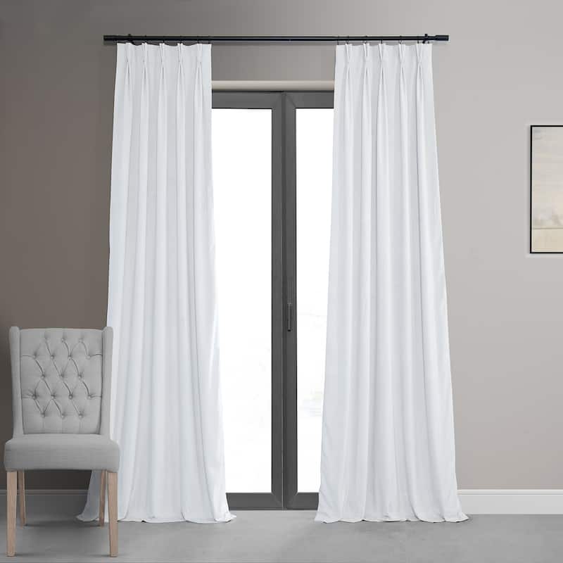 Exclusive Fabrics Signature Pleated Blackout Velvet Curtain (1 Panel) - 25 X 84 - Primary White