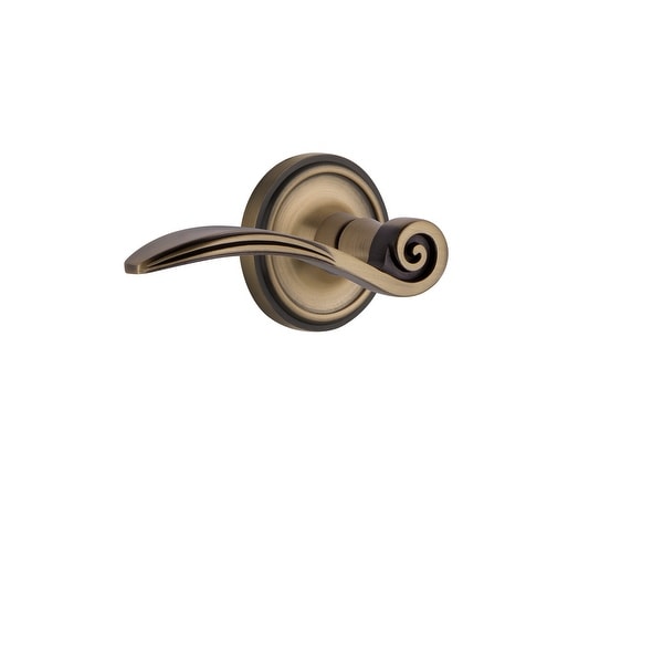 Nostalgic Warehouse CLASWN_PSG_238_NK_LH Swan Left Handed Passage Door Lever Set with Classic Rose for 2-3/8" Backset Doors