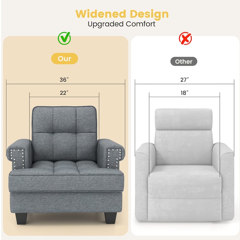 Gymax Mid-century Modern Accent Armchair with Thick Pillow & Cushion