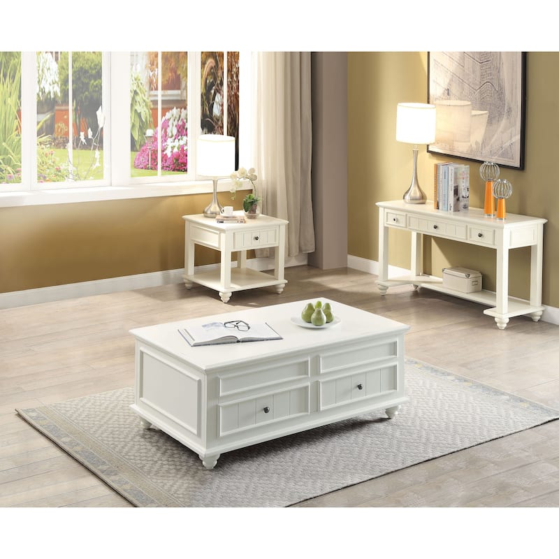 Laguna White Washed End Table with Bottom Shelf
