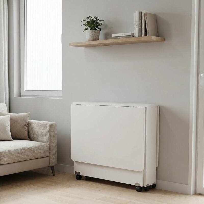 HOMYLIN Folding Drop Leaf Dining Table with Wheels