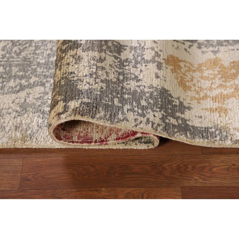 All-Over Abstract Oriental Area Rug Hand-Knotted Wool Carpet - 6'5" X 9'4"
