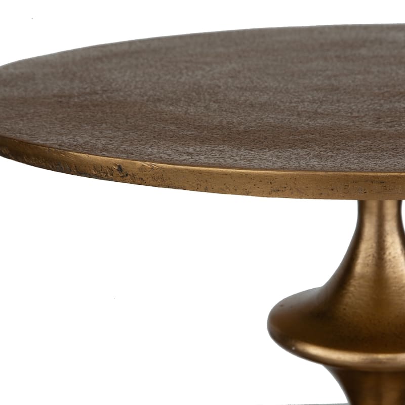 Solid Curved End Accent Table - 23.5" - Antique Brass Finish