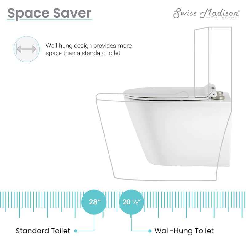 Calice Wall-Hung Round Toilet Bundle, Glossy White