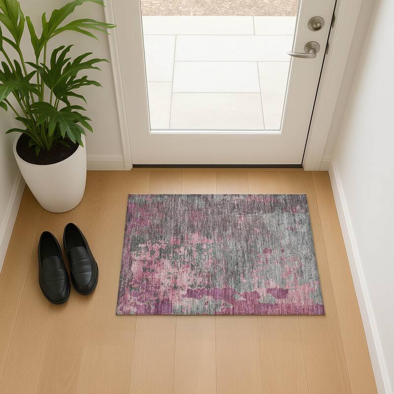 Premium Washable Super Soft Chic Abstract Mayfield Rug - Blush - 1'8" x 2'6"