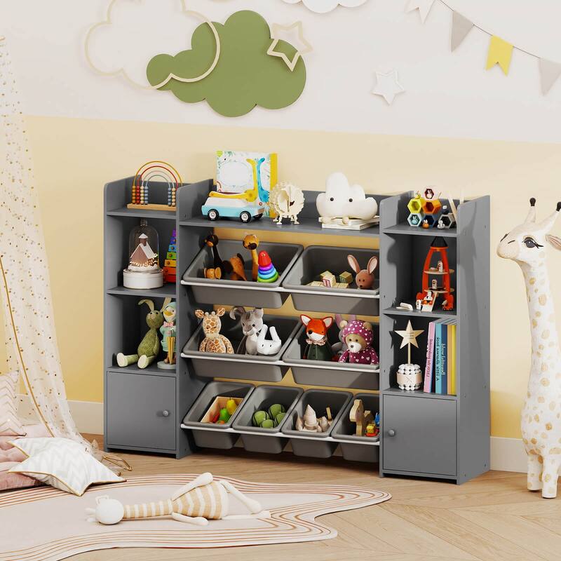 Costway 4-Tier Large Storage Cabinet with 6 Cubbies & 8 Removable Bins - See Details