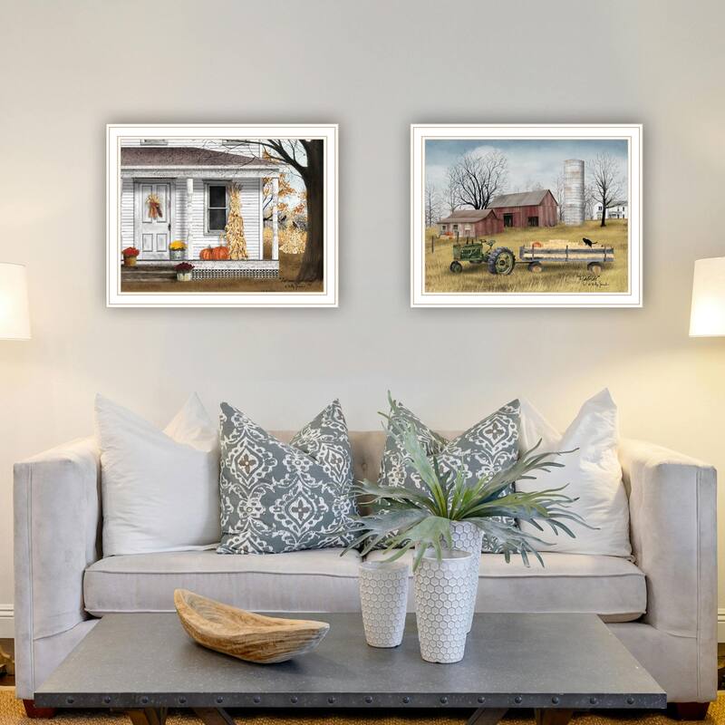 2-Piece Framed Wall Art Set - Autumn Greetings, White Frame