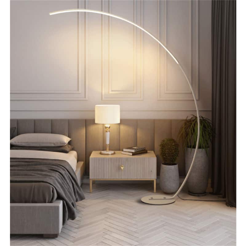 Modern Led Floor Lamp 62.99-Inch Arched Energy-Saving Lamp with Foot Switch - Black