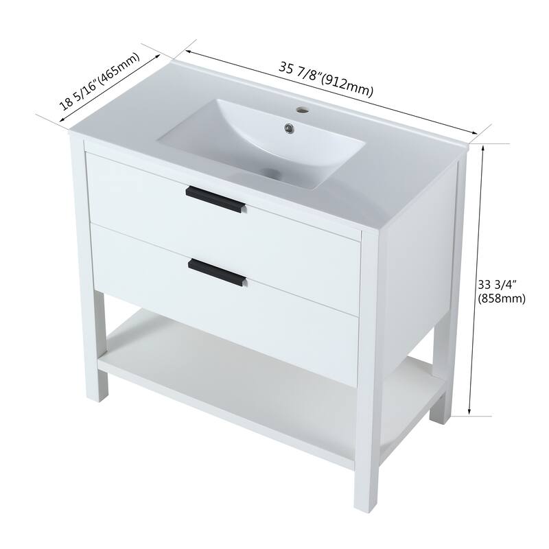 GDFStudio - Everett Modern Freestanding Bathroom Vanity with Dual Soft-Close Drawers
