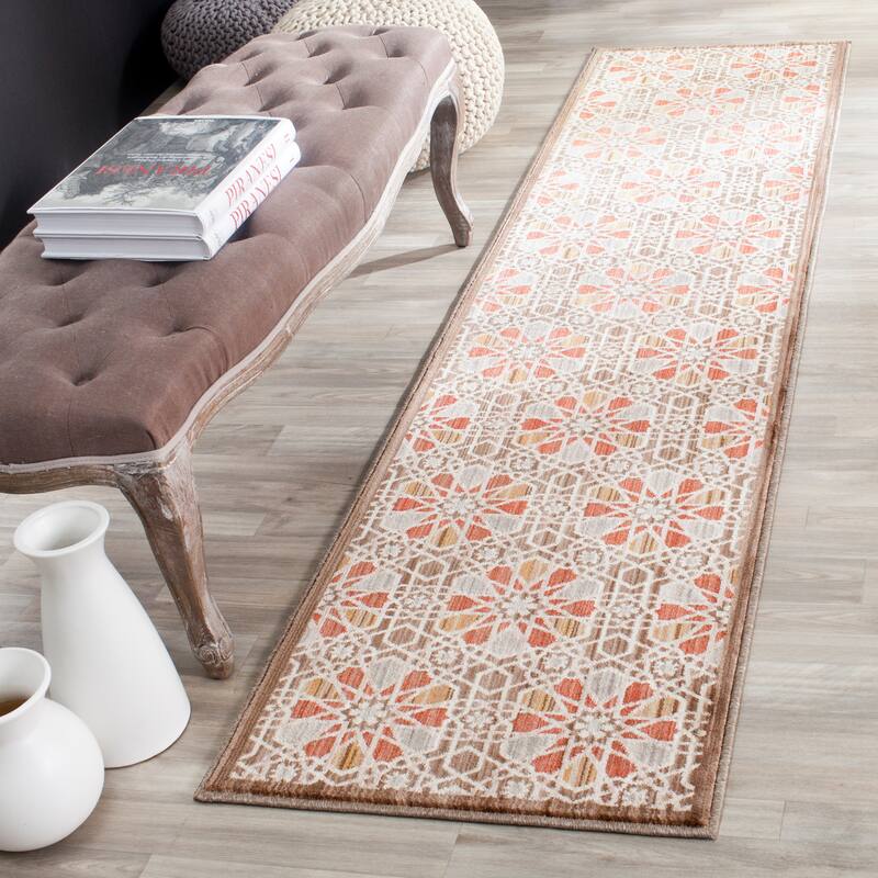 SAFAVIEH Infinity Kimberley Modern Polyester Rug - 2' x 8' Runner - Brown/Beige